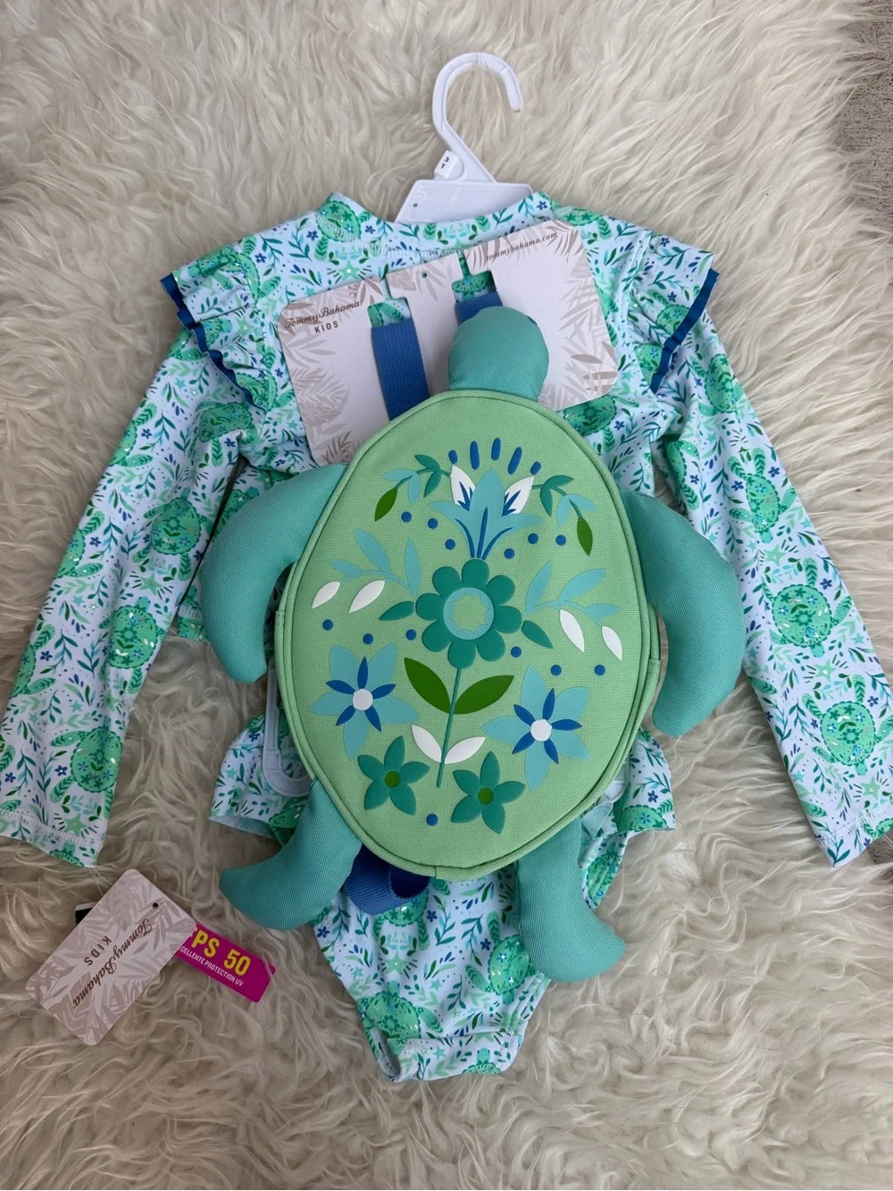 Tommy Bahama Green Floral Rash Guard Swimsuit Set - SPF 50